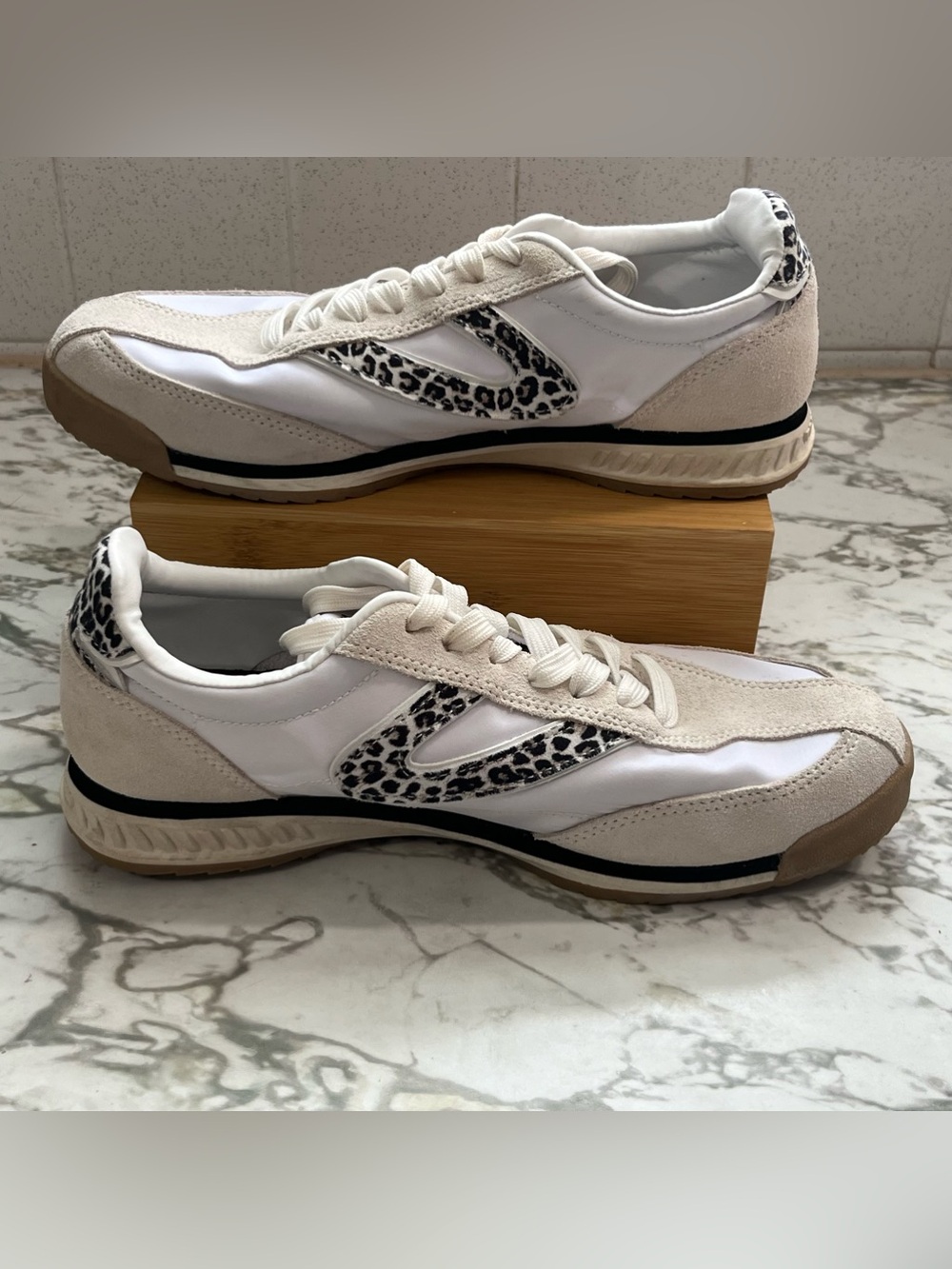 Tretorn Kristine Elite C Women’s Size 8 Sneakers White Suede Leopard Retro
